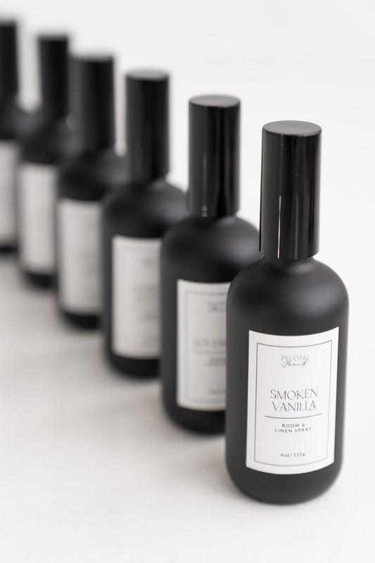 Pivotal Moments Room + Linen Sprays in black bottles