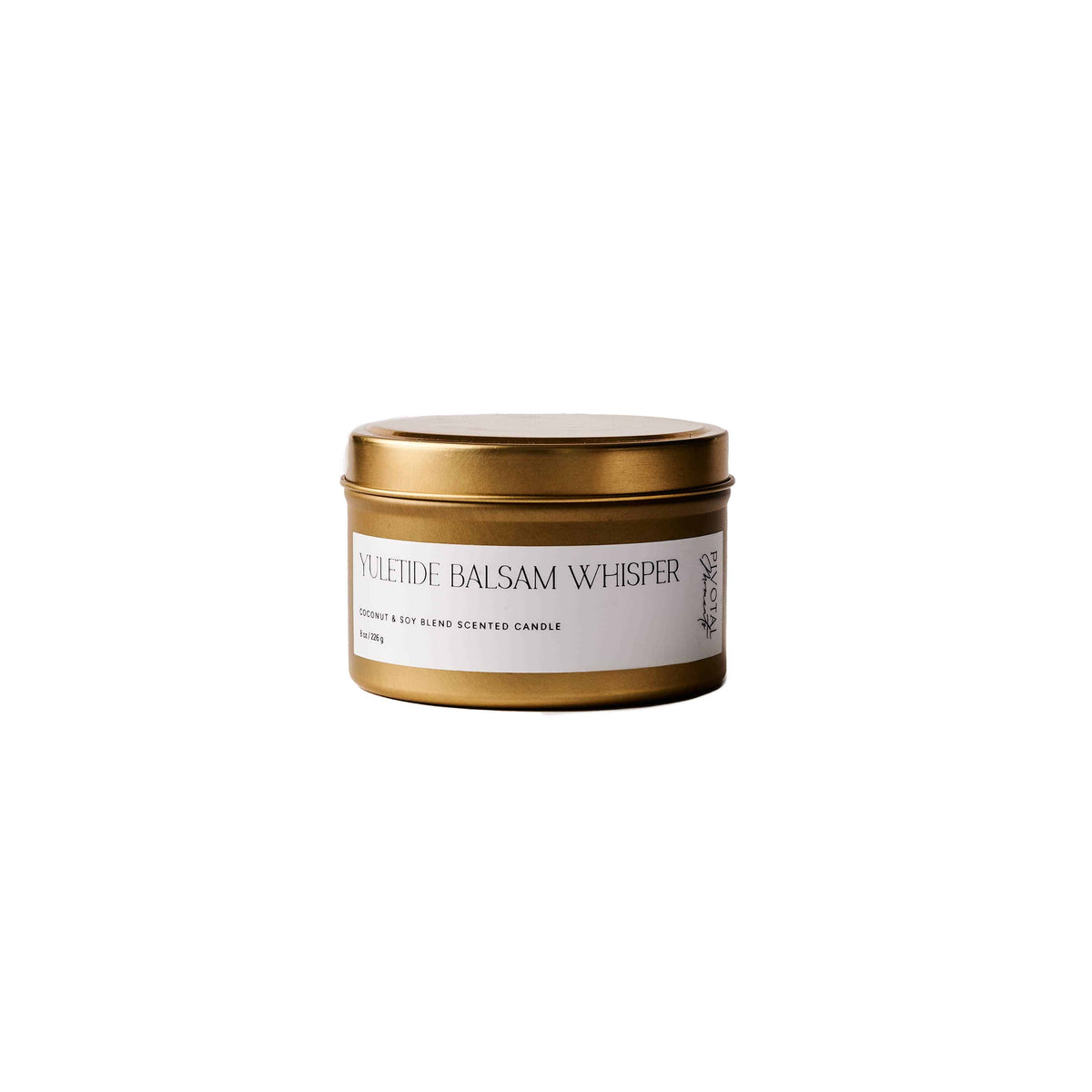 Pumpkin Scented candle with a gold lid on a white background